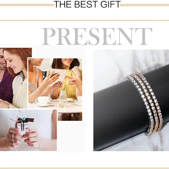 Tennis Ankle Bracelet Gold Anklet Adjustable with Extension 14K Gold Plated Iced